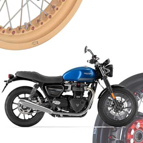 Triumph Street Twin 900 2019-22 - Juego de Llantas de Radios KINEO Wheels