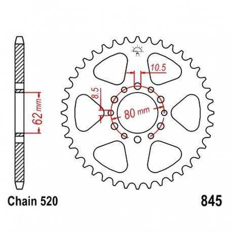 Corona D45 520 Negra - Yamaha SR 250